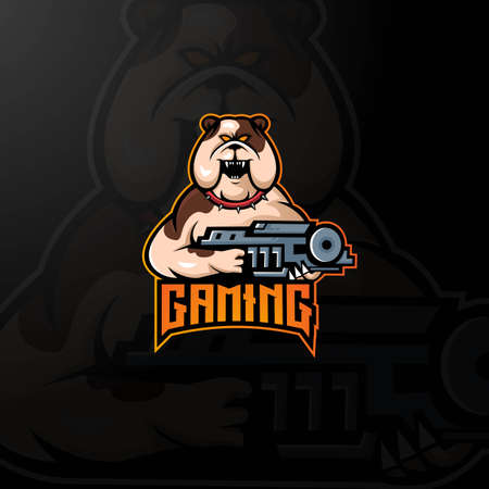 Angry head mascot of bulldog, concept style for sport logo, badge, emblem and t shirt printingのイラスト素材