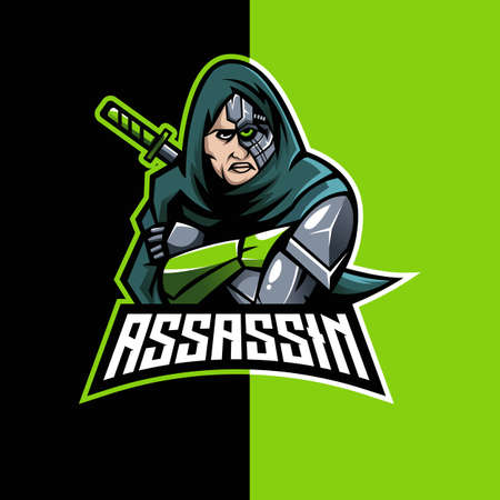 Cyborg Assassin mascot logo design vector illustration for gaminのイラスト素材