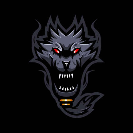 angry wolf mascot logo design vector with modern illustration concept style for badge, emblem and t...