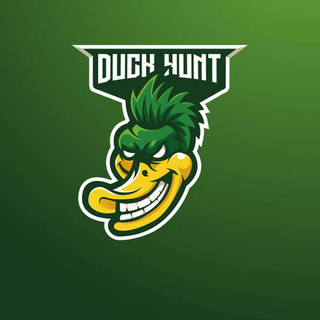 Duck mascot logo design vector with modern illustration concept style for badge, emblem and t shirt printing. Angry Duck illustration for sport and e-sport team.のイラスト素材