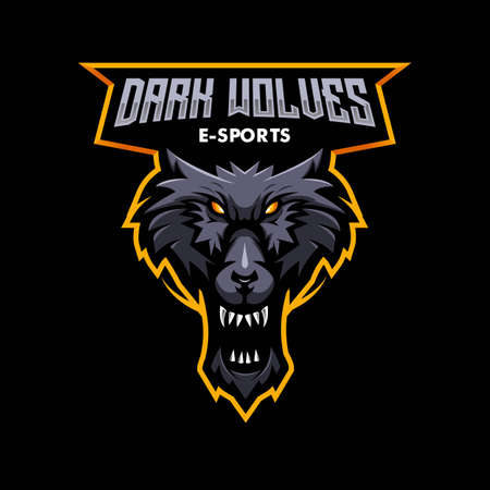 dark wolves mascot logo design vector with modern illustration concept style for badge, emblem and t...