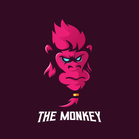 The Monkey mascot logo design vector with modern illustration concept style for badge, emblem and t shirt printing. Angry Monkey illustration for sport and e-sport team.のイラスト素材