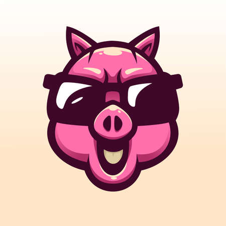 pig mascot logo design vector with modern illustration concept style for badge, emblem and t shirt printing. Pig wearing glassesのイラスト素材