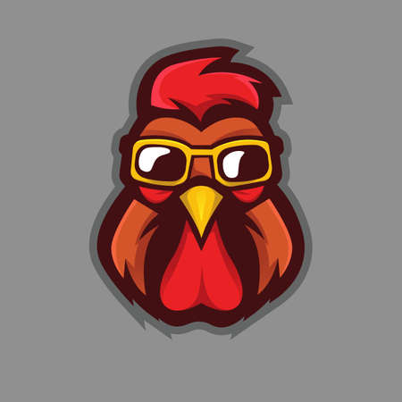 Rooster wearing glasses mascot logo design vector with modern illustration concept style for badge, emblem and t shirt printingのイラスト素材