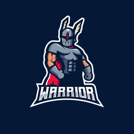 Warrior mascot logo design vector with modern illustration concept style for badge, emblem and t shirt printing. One-eyed superhero character for e-sport teamのイラスト素材