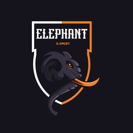 Elephant mascot logo design vector with modern illustration concept style for badge, emblem and t shirt printing. Ivory elephant illustration for e-sport teamのイラスト素材