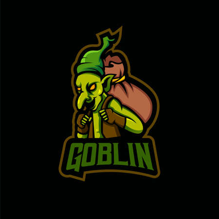 Goblin mascot logo design vector with modern illustration concept style for badge, emblem and t shirt printing. The goblin thief illustration for e-sport teamのイラスト素材