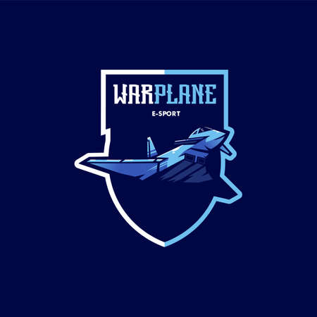 Warplane mascot logo design vector with modern illustration concept style for badge, emblem and t...