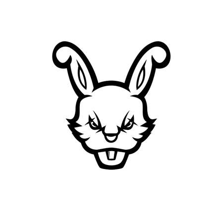 Rabbit mascot logo black and white versionのイラスト素材