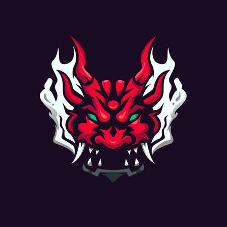oni  design vector with modern illustration concept style for badge, emblem and t-shirt printing. The angry oni let out smoke from her mouthのイラスト素材