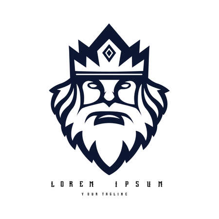 King logo design vector black and white version. modern illustration concept style for badge, emblem and t-shirt printingのイラスト素材