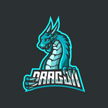 Dragon mascot design on blackのイラスト素材