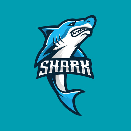 Shark esport mascot design vector with modern illustration concept style for badge, emblem and t-shirt printing. Angry shark illustration for sport teamのイラスト素材