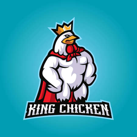 Chicken king cartoon mascot illustrationのイラスト素材