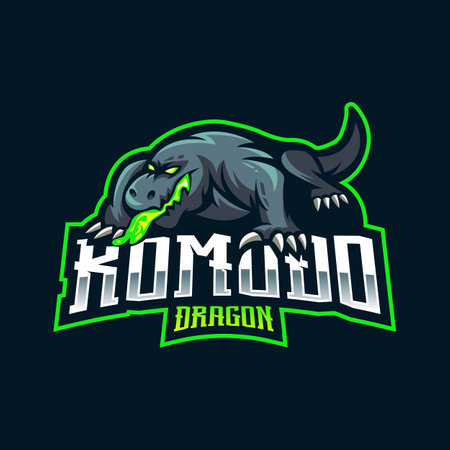 Komodo dragon eSport Mascot Design Illustration Vectorのイラスト素材
