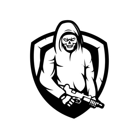 Killer mascot logo design vector. skull illustration for e-sport teamのイラスト素材