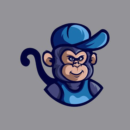 Monkey Cartoon Mascot  Design Illustration Vectorのイラスト素材