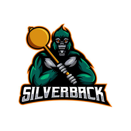 Silverback gaming mascot logo illustrationのイラスト素材