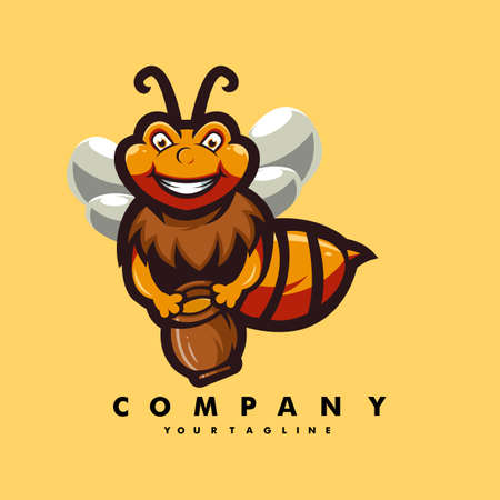 Bee mascot cartoon logo character design illustration vectorのイラスト素材