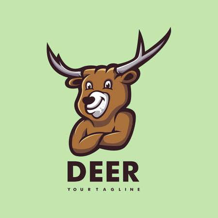 Cartoon logo template with Deer vector illustrationのイラスト素材