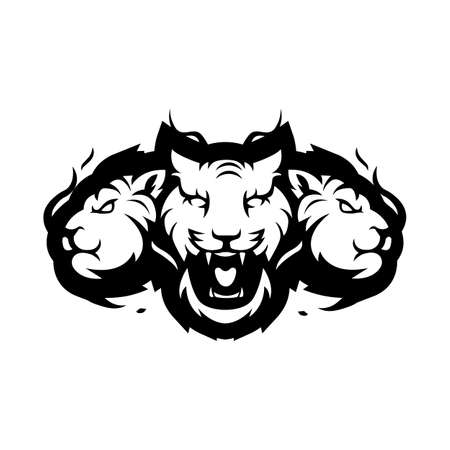 Tiger mascot logo silhouette version. tigress logo in sport style, mascot logo illustration design vectorのイラスト素材