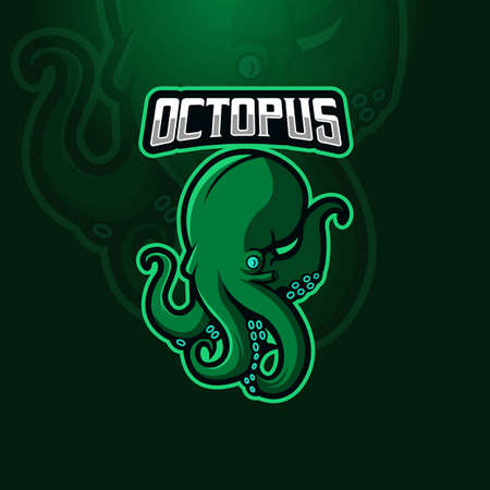 Octopus mascot logo design vector with modern illustration concept style for badge, emblem and t-shirt printing. Octopus illustration for e-sport, gaming or team.のイラスト素材
