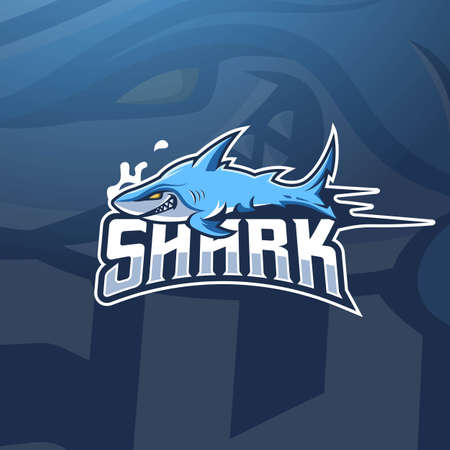 Shark mascot logo design vector with modern illustration concept style for badge, emblem and t-shirt printing. Killer shark for sports, gaming, teamのイラスト素材