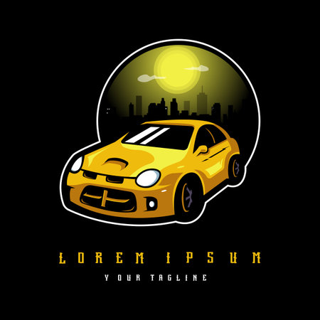 Yellow sports car isolated on Black vector for team logoのイラスト素材