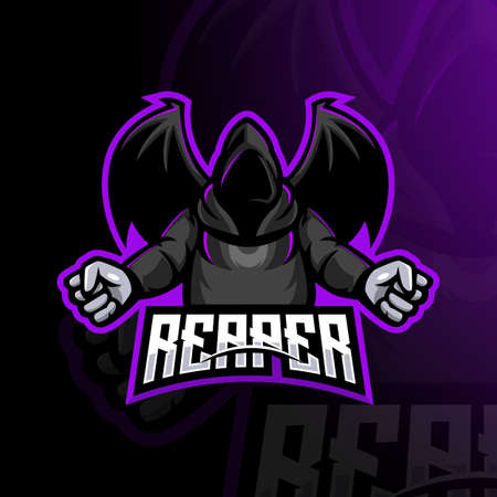Grim Reaper mascot logo design vector with modern illustration concept style for badge, emblem and apparelのイラスト素材