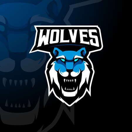 Wolves mascot logo design vector with modern illustration concept style for badge, emblem and t-shirt printing. Wolf illustration for esport, gaming, and teamのイラスト素材