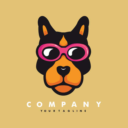 Dog Wearing Glasses Mascot Logo Design Illustration Vectorのイラスト素材