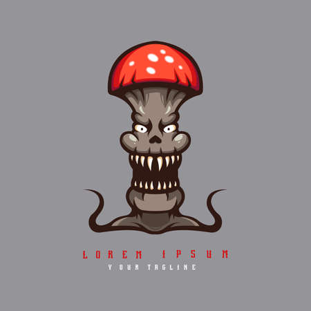 Mushroom mascot logo design vector with modern illustration concept style for badge, emblem and t-shirt printingのイラスト素材