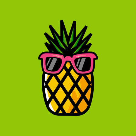 Pineapple Cartoon Mascot Logo Design Illustration Vectorのイラスト素材