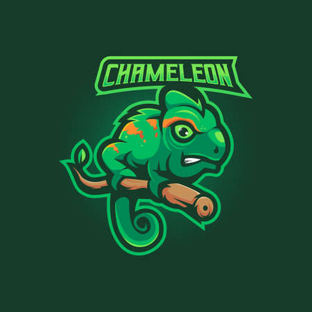 Chameleon mascot logo design vector with modern illustration concept style for badge, emblem and t shirt printing. suitable for team, sport, esport, gaming and communityのイラスト素材