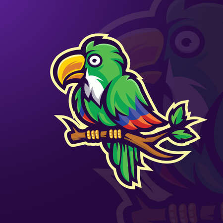 Parrot mascot logo design vector with modern illustration concept style for badge, emblem and t shirt printingのイラスト素材