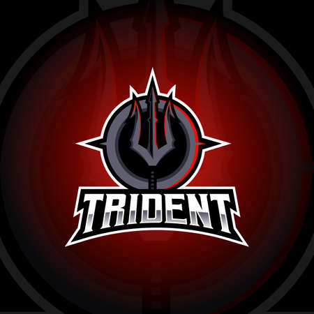 Trident e-Sport Mascot Logo Design Illustration Vectorのイラスト素材