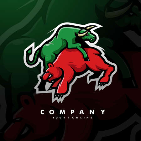 bull and bear illustration design for tradingのイラスト素材