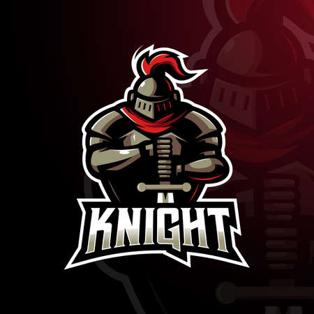 Knight Gaming Mascot Logo Design Illustration Vectorのイラスト素材