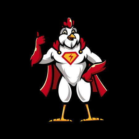 Superhero Chicken mascot logo design illustration vectorのイラスト素材
