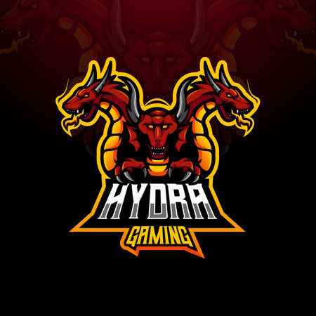 Hydra mascot  design vector with modern illustration concept style for badge, emblem and t shirt printing. Angry hydra dragon illustration for gaming, esports or teamのイラスト素材