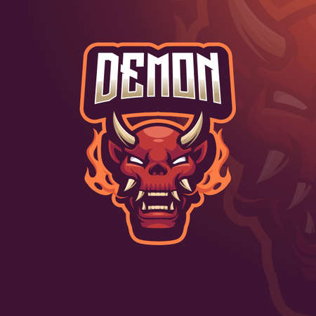 Demon mascot design vector with modern illustration concept style for badge, emblem and t shirt printing. Angry demon illustration for sport, gaming, teamのイラスト素材