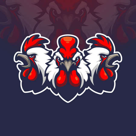 Chicken rooster mascot  design vector with modern illustration concept style for badge, emblem and t shirt printingのイラスト素材