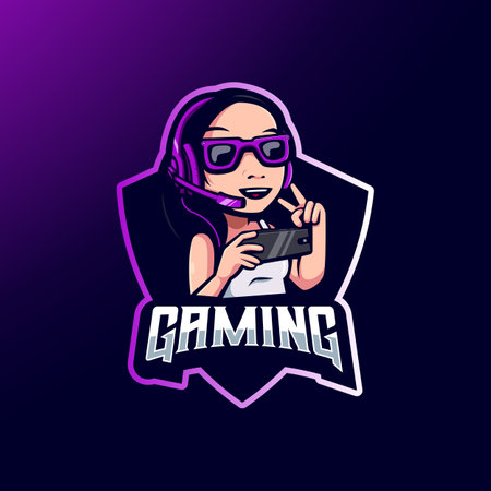 Girl gamer mascot logo design vector with modern illustration concept style for avatar gamingのイラスト素材