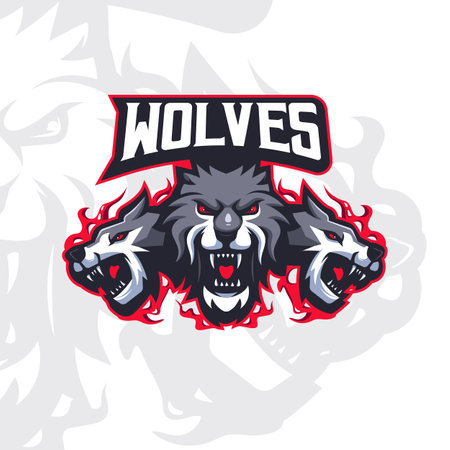 Wolves Sports Mascot Logo Design Illustration Vectorのイラスト素材