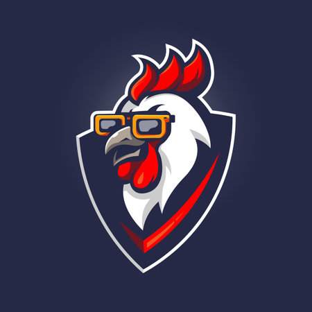 Chicken wearing glasses mascot logo design illustration vectorのイラスト素材