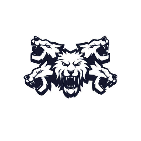 Wolf mascot silhouette version. Wolves in sport style, mascot illustration design vectorのイラスト素材