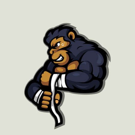 Gorilla Fighter mascot logo design vector with modern illustration for sport team, gaming, esportのイラスト素材