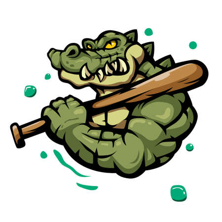 Illustration of crocodile carrying a baseball bat, mascot for sports teamのイラスト素材