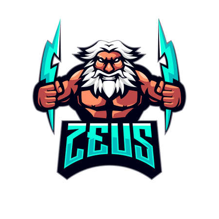 Zeus athletic club vector   concept isolated on white background. Modern sport team mascot badge design. Esports team   template with greek god vector illustrationのイラスト素材