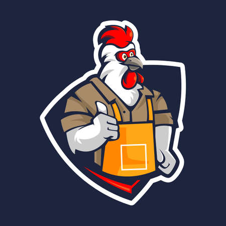 Chicken cartoon mascot   design vector with modern illustration concept style for badge, emblem and t shirt printingのイラスト素材
